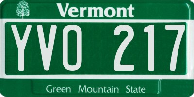 VT license plate YVO217