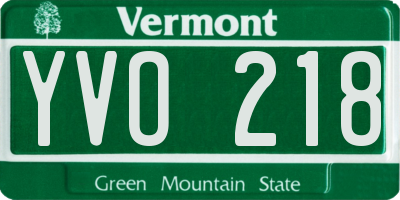 VT license plate YVO218