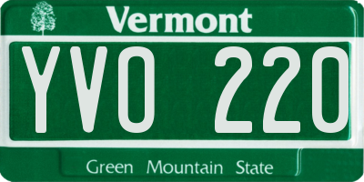 VT license plate YVO220