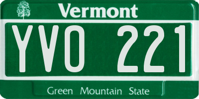 VT license plate YVO221