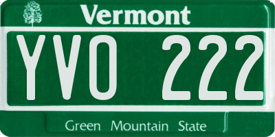 VT license plate YVO222