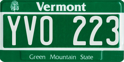 VT license plate YVO223
