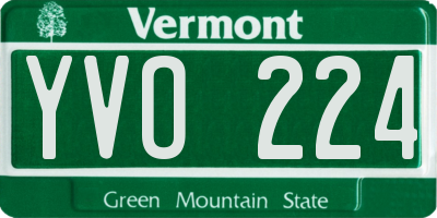 VT license plate YVO224