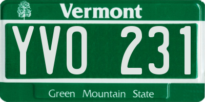 VT license plate YVO231