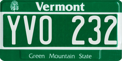 VT license plate YVO232