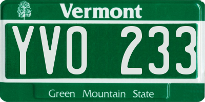VT license plate YVO233