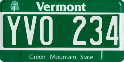 VT license plate YVO234
