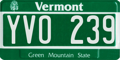 VT license plate YVO239