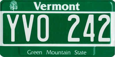 VT license plate YVO242