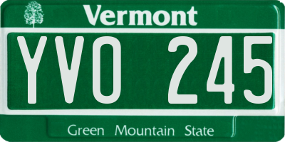 VT license plate YVO245
