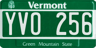 VT license plate YVO256