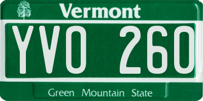 VT license plate YVO260