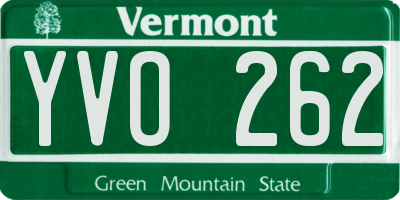 VT license plate YVO262