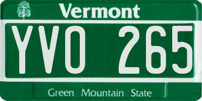 VT license plate YVO265