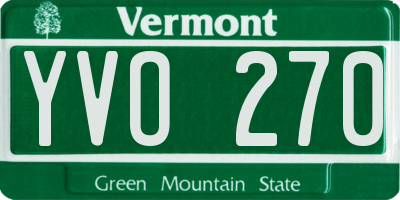 VT license plate YVO270