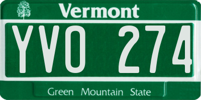 VT license plate YVO274