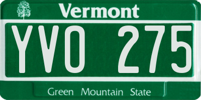 VT license plate YVO275