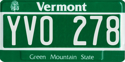 VT license plate YVO278