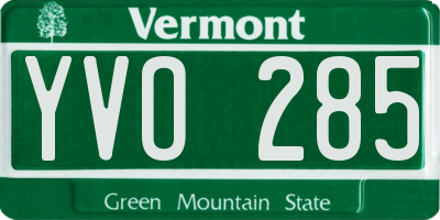 VT license plate YVO285