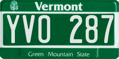VT license plate YVO287