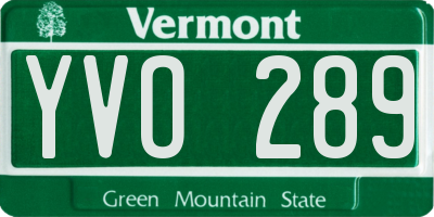 VT license plate YVO289