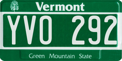 VT license plate YVO292