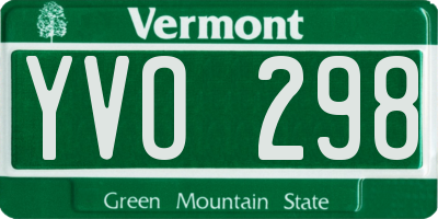 VT license plate YVO298