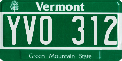VT license plate YVO312