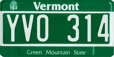 VT license plate YVO314