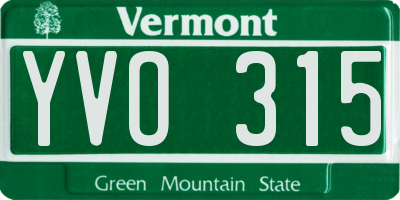 VT license plate YVO315