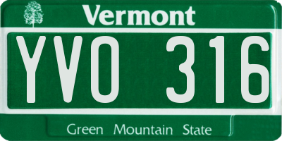 VT license plate YVO316