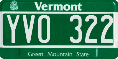 VT license plate YVO322