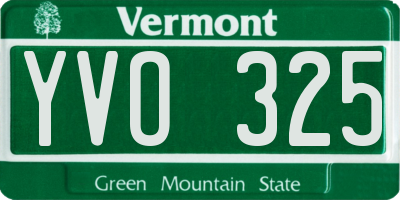 VT license plate YVO325