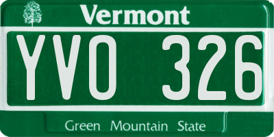 VT license plate YVO326