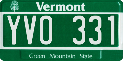VT license plate YVO331