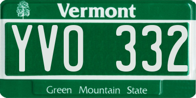VT license plate YVO332