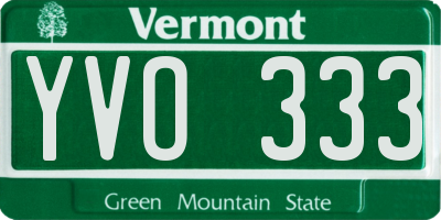 VT license plate YVO333