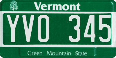 VT license plate YVO345