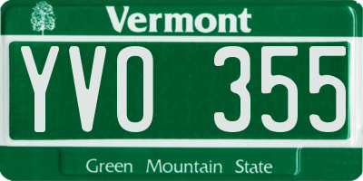 VT license plate YVO355