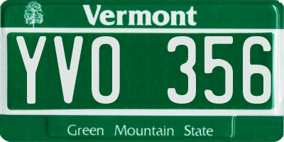 VT license plate YVO356