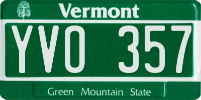 VT license plate YVO357