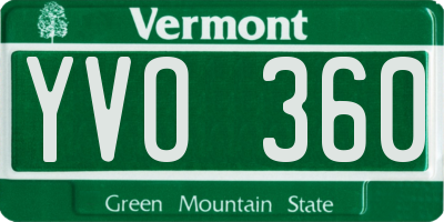 VT license plate YVO360