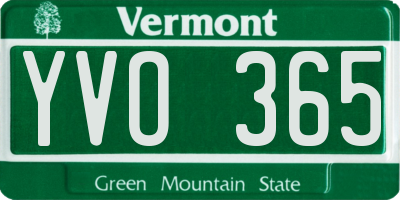 VT license plate YVO365
