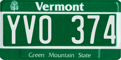 VT license plate YVO374