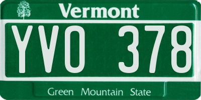 VT license plate YVO378