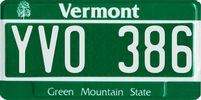 VT license plate YVO386
