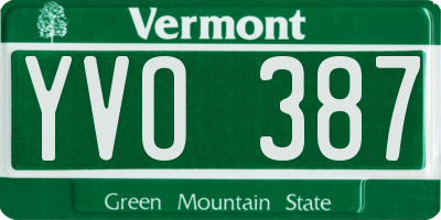 VT license plate YVO387