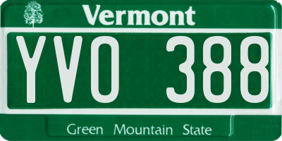 VT license plate YVO388