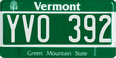 VT license plate YVO392