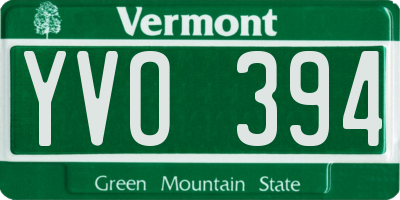 VT license plate YVO394